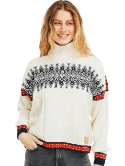 Dale of Norway Høy Hals-Aspoy Ullgenser Dame Offwhite Rod Navy