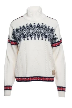 Dale of Norway Høy Hals-Aspoy Ullgenser Dame Offwhite Rod Navy