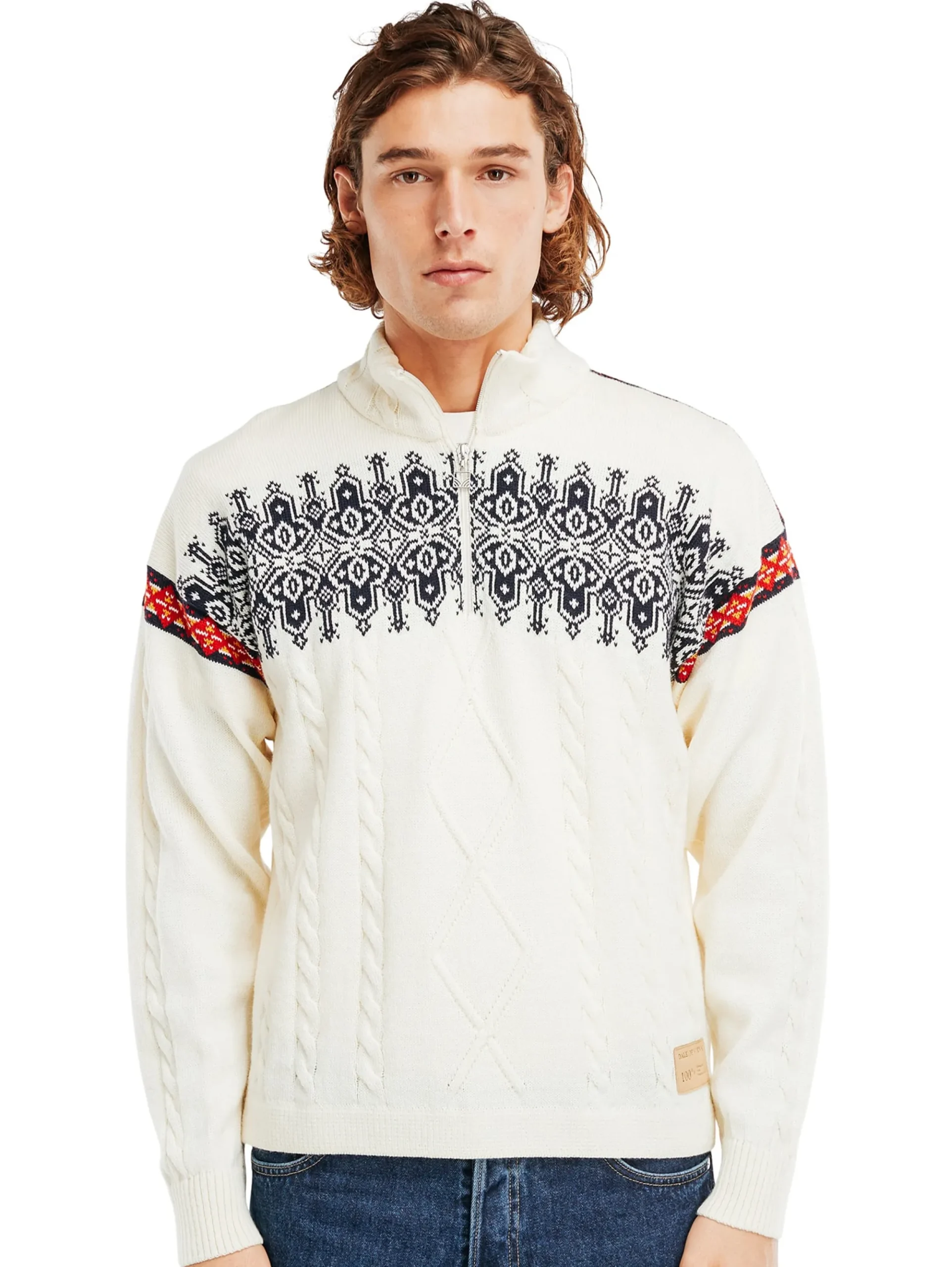 Dale of Norway Half-Zip-Aspoy Ullgenser Herre Offwhite Navy