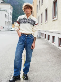 Dale of Norway Half-Zip-Aspoy Ullgenser Herre Offwhite Navy