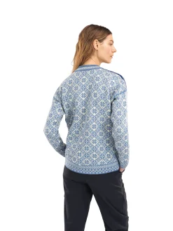 Dale of Norway Rund Hals-Bjoroy Ullgenser - Tynn Norsk Ull Lys Bla Offwhite