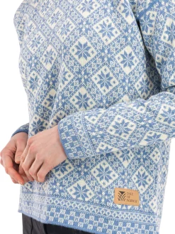 Dale of Norway Rund Hals-Bjoroy Ullgenser - Tynn Norsk Ull Lys Bla Offwhite