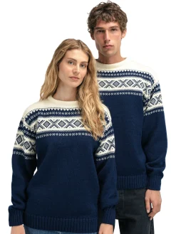 Dale of Norway Rund Hals-Cortina 1956 Unisex Genser - Norsk Ull Mork Bla