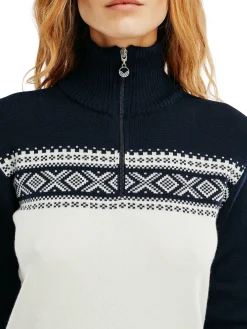 Dale of Norway Half-Zip-Dalestolen Merino Ullgenser Dame Offwhite/Navy