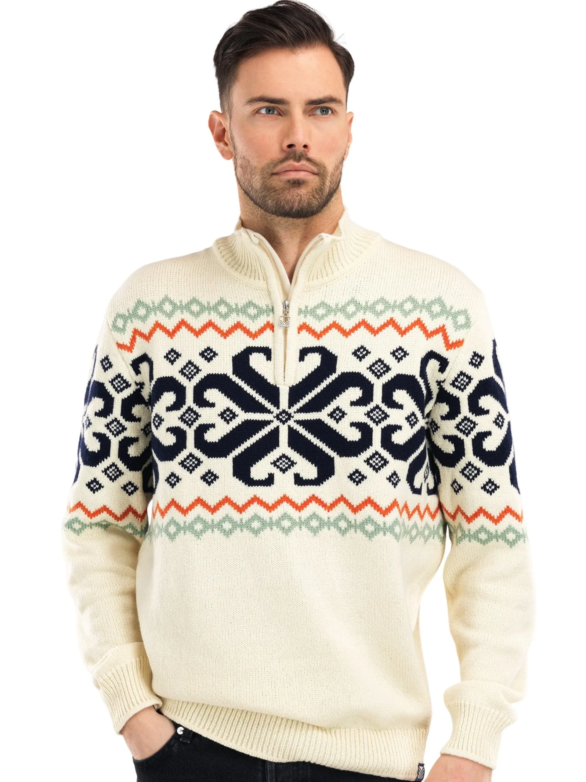 Dale of Norway Half-Zip-Falkeberg Herregenser Offwhite Sort