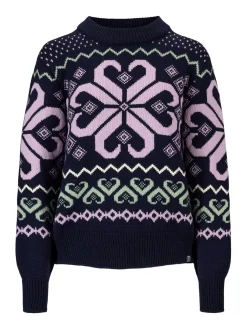 Dale of Norway Rund Hals-Falkeberg Ullgenser Dame Mork Bla / Lavender