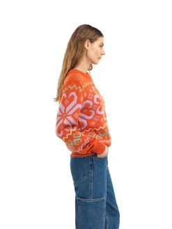 Dale of Norway Rund Hals-Falkeberg Ullgenser Dame Orange Lavender