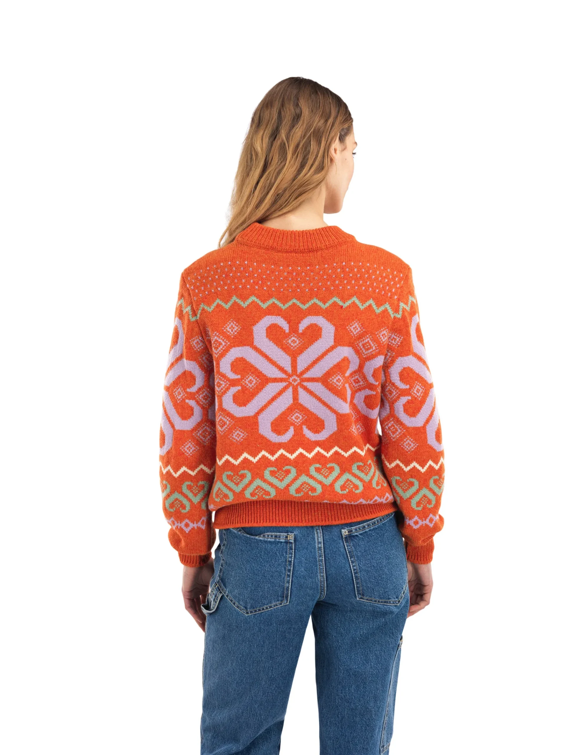 Dale of Norway Rund Hals-Falkeberg Ullgenser Dame Orange Lavender