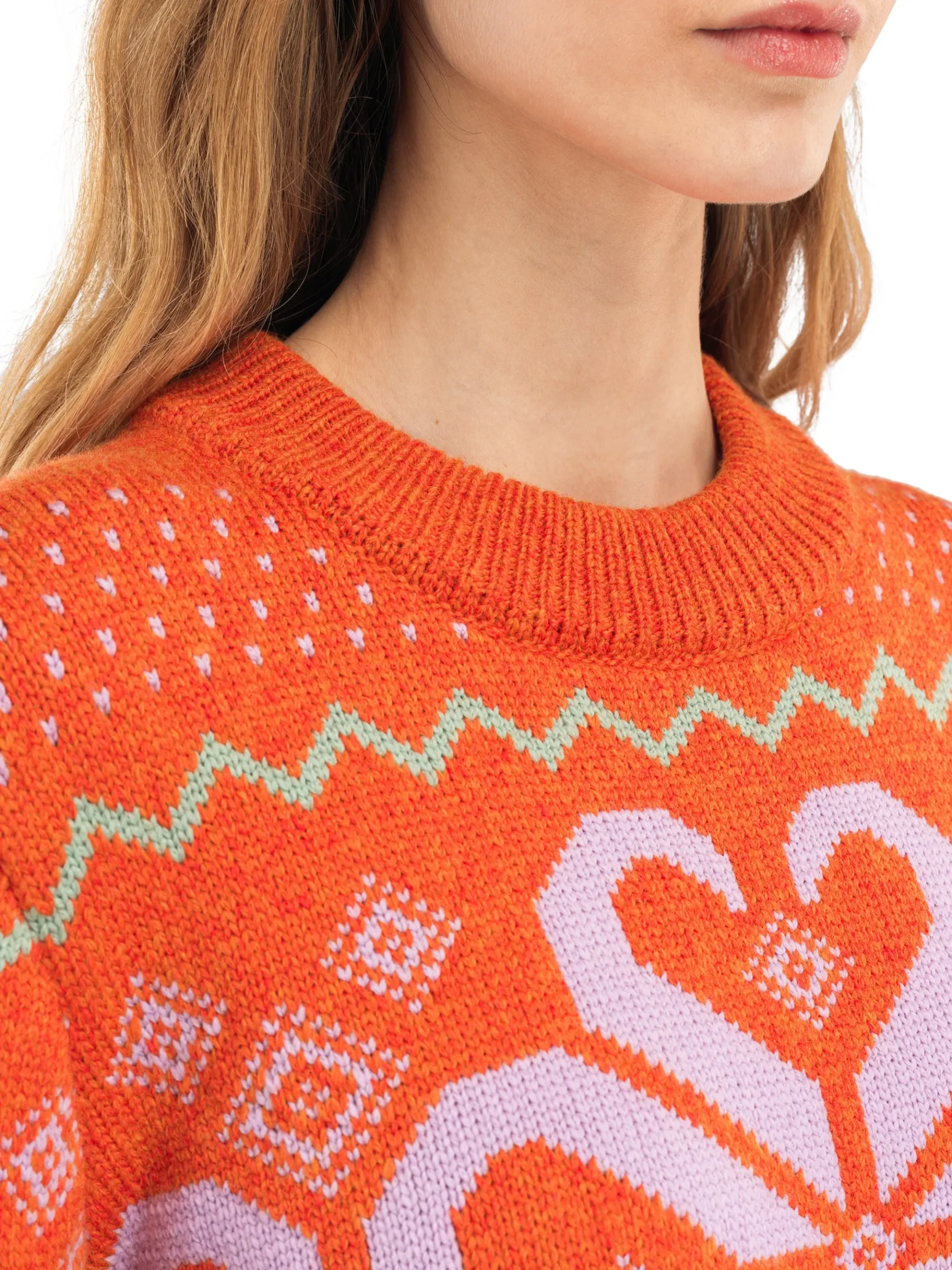 Dale of Norway Rund Hals-Falkeberg Ullgenser Dame Orange Lavender