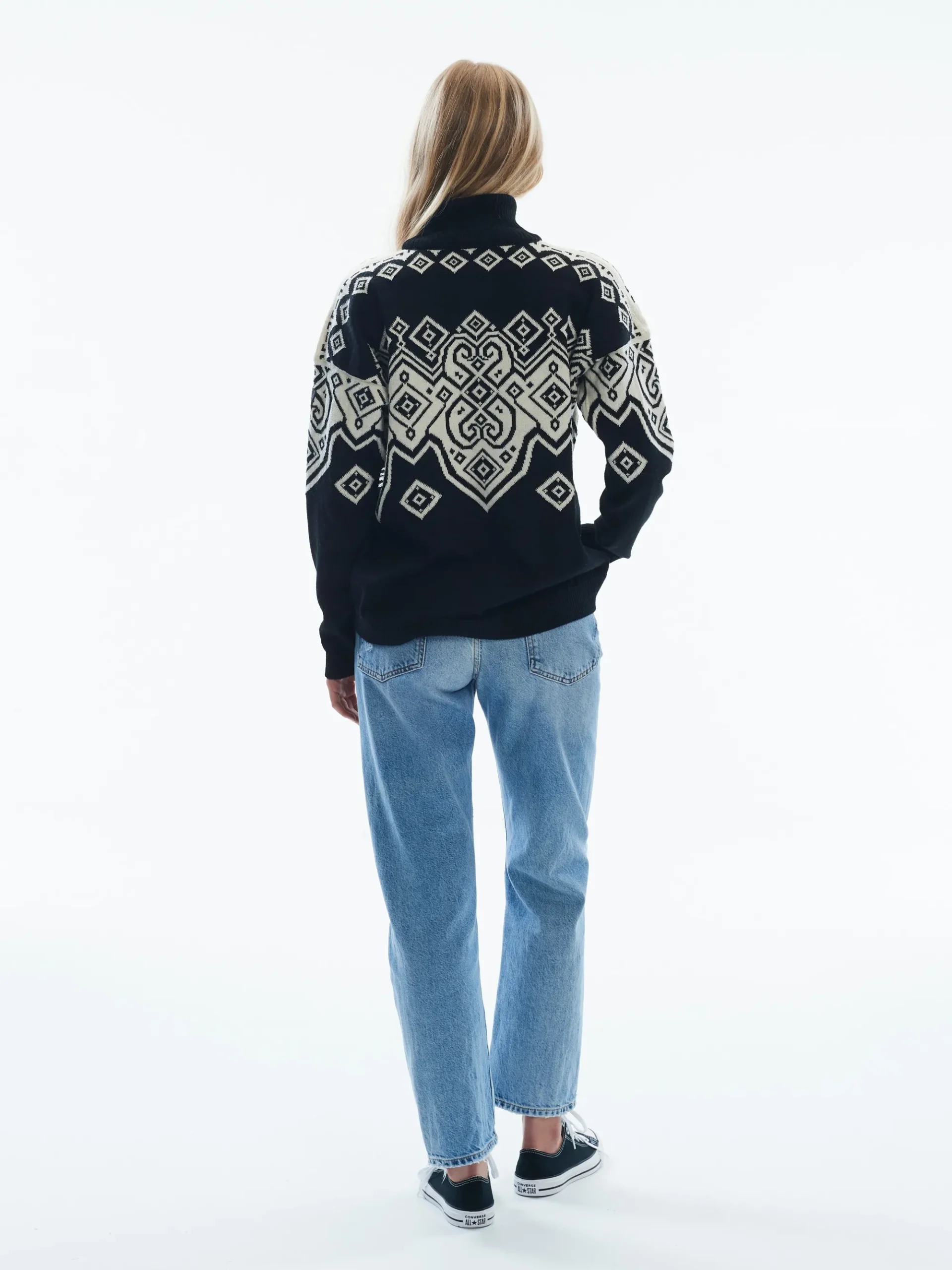 Dale of Norway Høy Hals-Falun Genser - Tynn Norsk Ull Sort