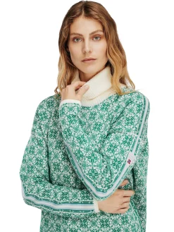 Dale of Norway Høy Hals-Firda Ullgenser - Merino Lys Gronn / Offwhite