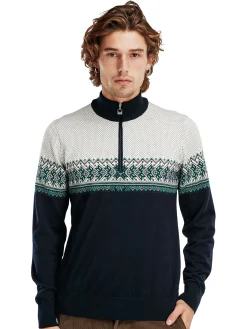 Dale of Norway Half-Zip-Hovden Ullgenser Mork Bla/Lys Gronn