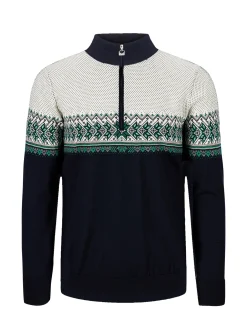 Dale of Norway Half-Zip-Hovden Ullgenser Mork Bla/Lys Gronn