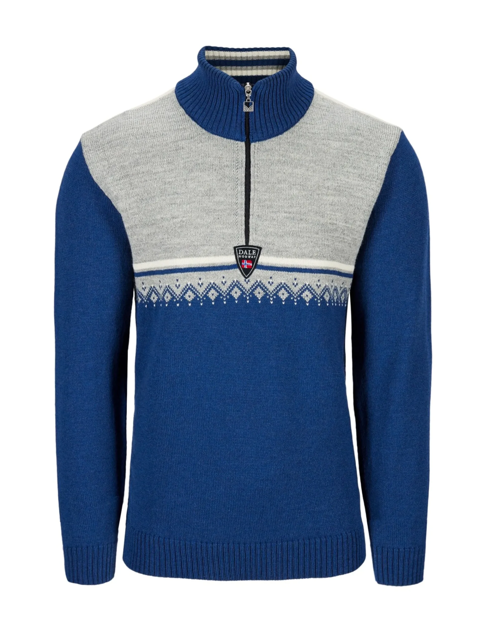Dale of Norway Half-Zip-Lahti Ullgenser Indigo - Lys Gra - Offwhite