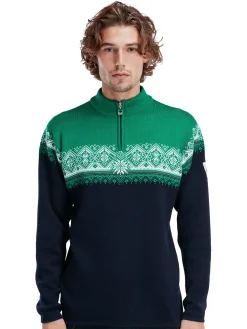 Dale of Norway Half-Zip-Moritz Ullgenser Mork Bla / Lys Gronn