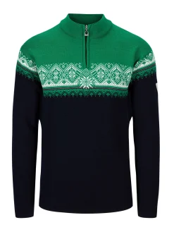 Dale of Norway Half-Zip-Moritz Ullgenser Mork Bla / Lys Gronn