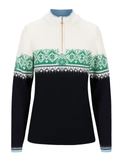 Dale of Norway Half-Zip-Moritz Ullgenser - Merino Mork Bla - Lys Gronn