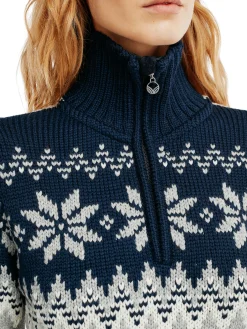 Dale of Norway Half-Zip-Myking Ullgenser - Merino Gra / Mork Bla