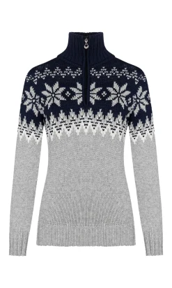 Dale of Norway Half-Zip-Myking Ullgenser - Merino Gra / Mork Bla