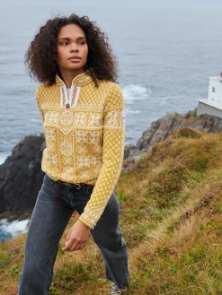 Dale of Norway Half-Zip-Peace Ullgenser Mustard