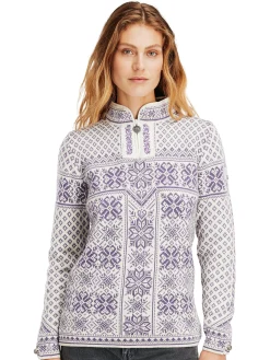 Dale of Norway Half-Zip-Peace Ullgenser Offwhite Mork Lilla