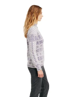 Dale of Norway Half-Zip-Peace Ullgenser Offwhite Mork Lilla