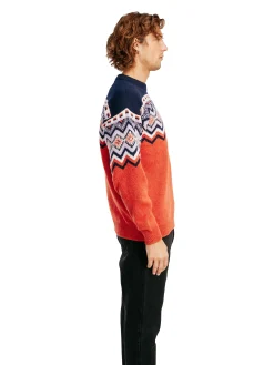 Dale of Norway Rund Hals-Randaberg Ullgenser Herre - Merino Orange Mork Bla