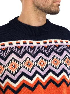 Dale of Norway Rund Hals-Randaberg Ullgenser Herre - Merino Orange Mork Bla