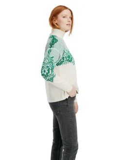 Dale of Norway Høy Hals-Rosendal Ullgenser Dame Offwhite - Lys Gronn