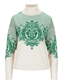 Dale of Norway Høy Hals-Rosendal Ullgenser Dame Offwhite - Lys Gronn
