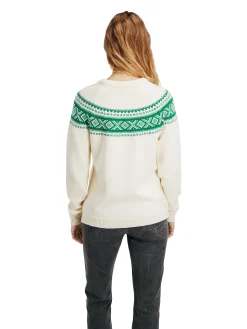 Dale of Norway Rund Hals-Vagsoy Ullgenser Offwhite / Lys Gronn