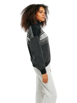 Dale of Norway Høy Hals-Valloy Ullgenser Dame Sort Offwhite