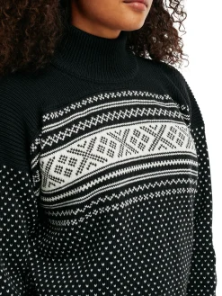 Dale of Norway Høy Hals-Valloy Ullgenser Dame Sort Offwhite