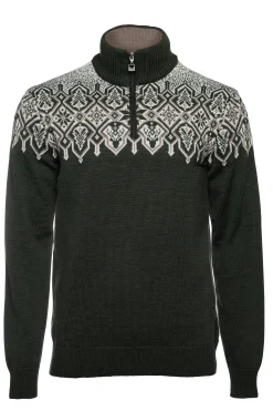 Dale of Norway Half-Zip-Winterland Merino Ullgenser Herre Mork Gronn